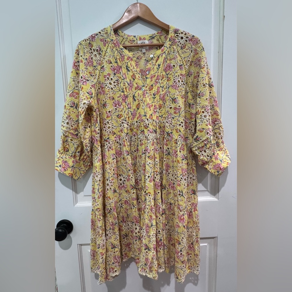 Anthropologie x dRA Los Angeles Yara Eyelet Knee Length dress size Medium